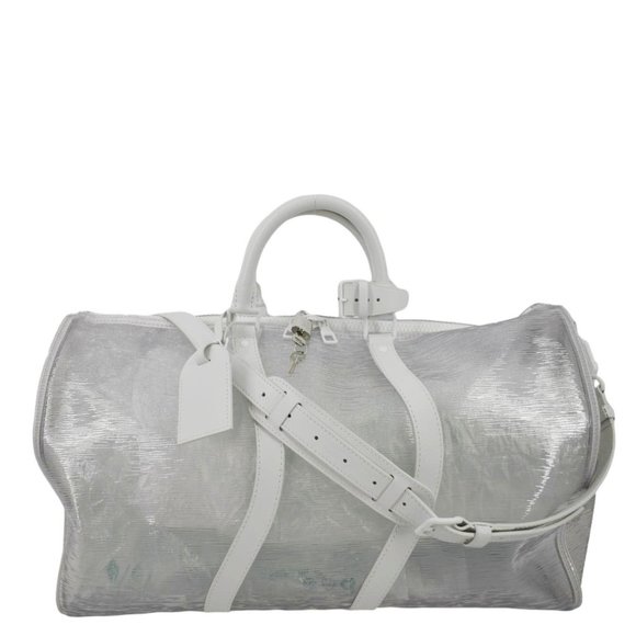 LOUIS VUITTON  Wavy Keepall 50 Bandouliere Transparent Epi PVC Travel Bag White - Picture 1 of 10